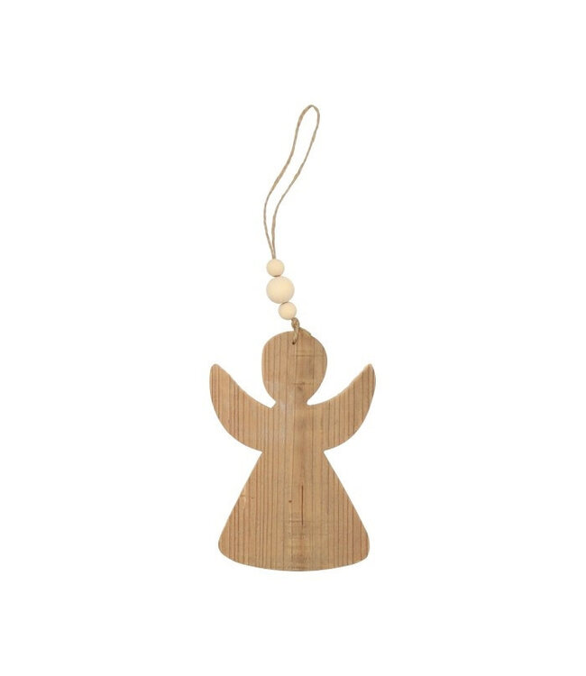 Ange de Noël en bois naturel à suspendre | Longueur 10 centimètres | Commande par 12 pièces