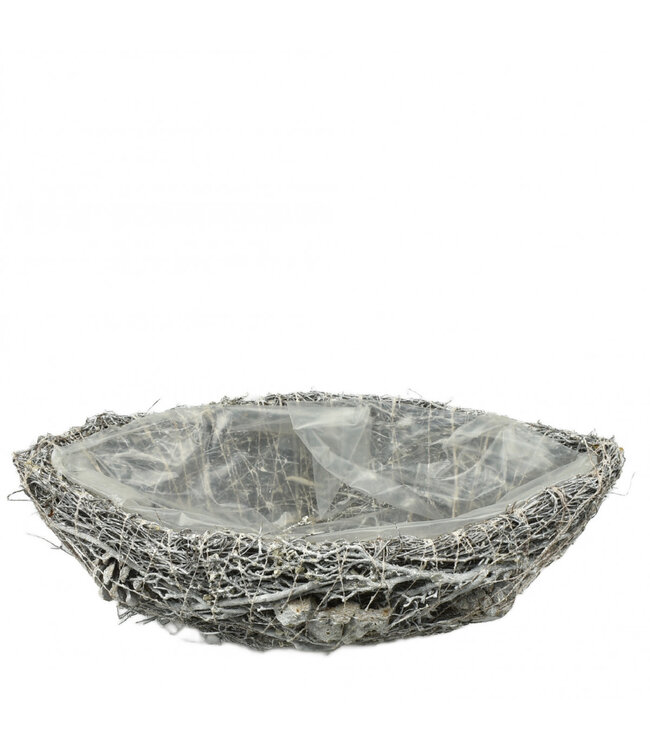 Pot de fleurs Salim gris en forme de bateau | Dimensions 29 x 14 x 7 centimètres | À commander par lot de 2 pièces