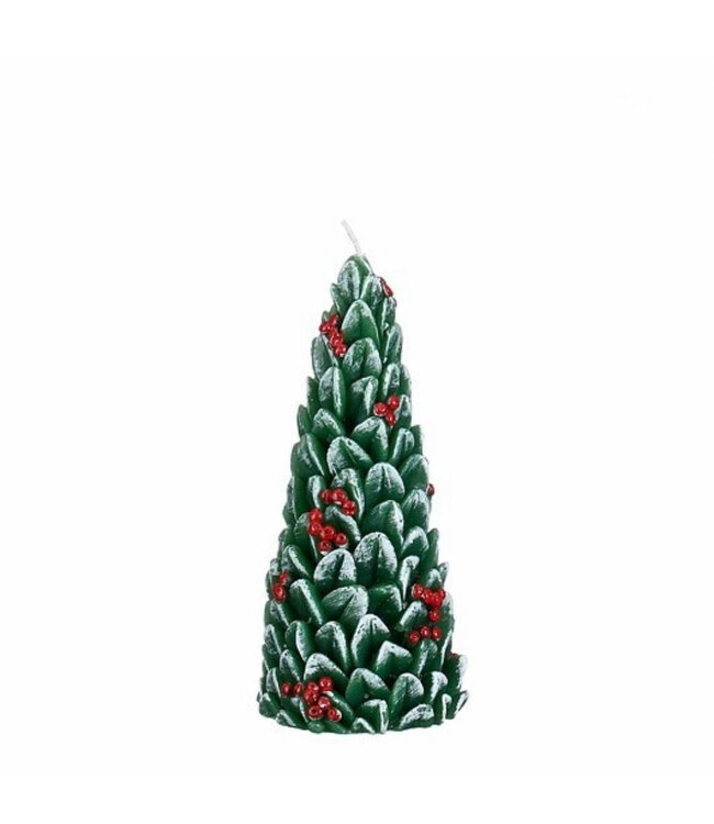 Bougie en forme de sapin vert | Diamètre 6 centimètres | Hauteur 15 centimètres | À commander par lot de 6 pièces