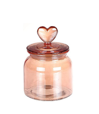 4A Pot en verre rose Love | Dimensions 15 x 10,5 centimètres | Par 9 pièces
