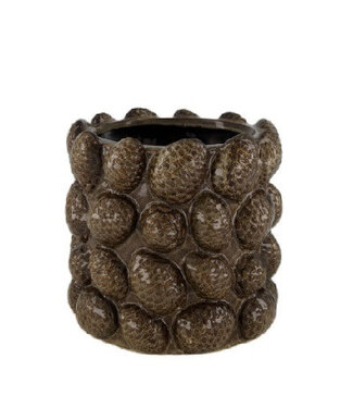 4A Pot en céramique brun foncé en forme de pomme de pin | Dimensions 18 x 17 centimètres | Par 8 pièces