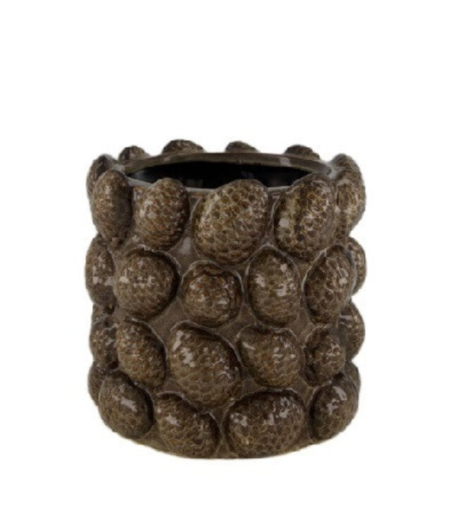 Dark brown ceramic pine cone pot | Size 18 x 17 centimetres | Available to order in sets of 8