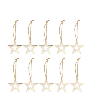 4A Natural wooden Christmas star hanger | Diameter 7 centimetres | Per 10 pieces