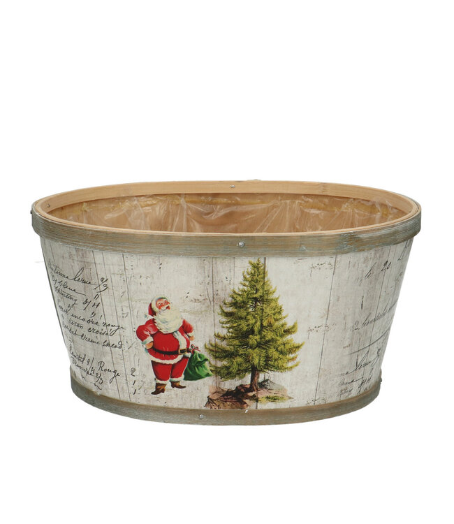 Couleurs mélangées pot de fleurs en bois de Noël Santa | Dimensions 22 x 18 x 11 centimètres | Commande par 10 pièces