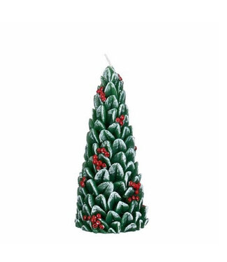 4A Bougie en forme de sapin vert | Diamètre 7 centimètres | Hauteur 20,5 centimètres | Par lot de 6 pièces