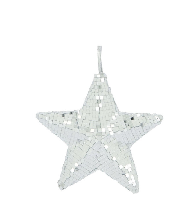 Étoile de Noël argentée en mousse | Diamètre 18 centimètres | Commande par lot de 4 pièces