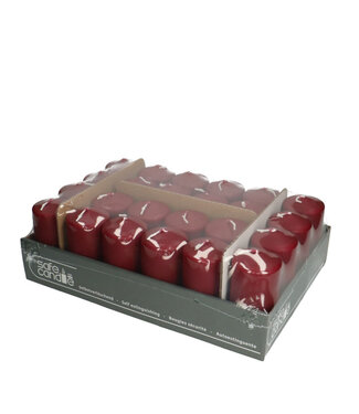 4A Bougie pilier Safe Candle bordeaux | Diamètre 5 centimètres | Hauteur 10 centimètres | Par 24 pièces