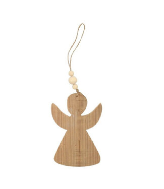 4A Ange de Noël en bois naturel à suspendre | Longueur 15 centimètres | Par 8 pièces