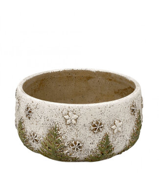 4A Pot de fleurs en céramique grise de Noël | Diamètre 18,5 centimètres | Hauteur 8,5 centimètres | Par 8 pièces