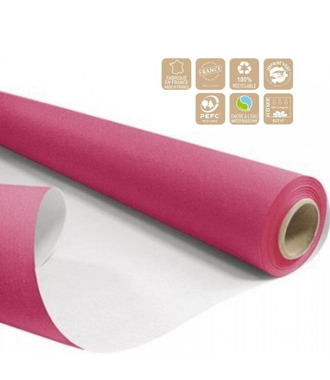 Papier fuchsia en rouleau | Largeur 80 centimètres | Longueur 40 mètres | Poids 60 grammes/m2 | À l'unité disponible