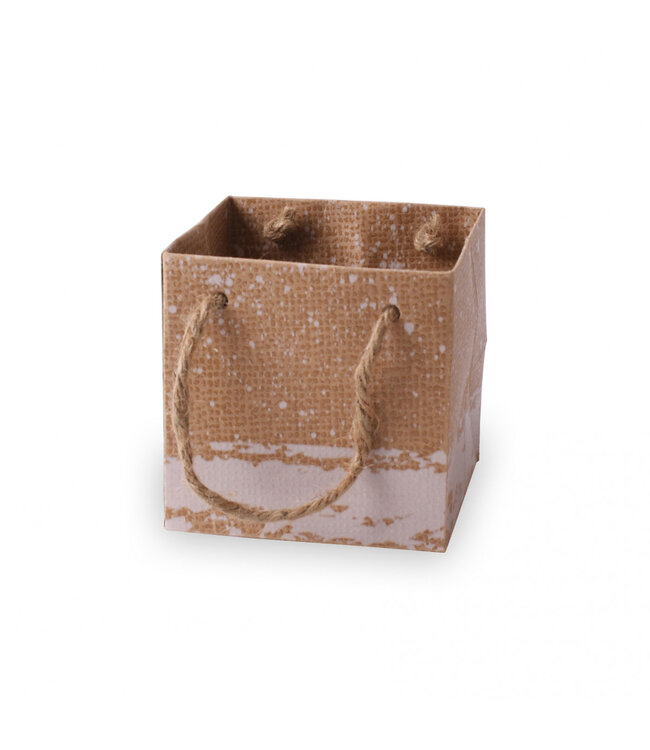 Sacs blancs naturels bruns Kirsten | Longueur 10 centimètres | Largeur 10 centimètres | Hauteur 10 centimètres | Commande par 10 pièces