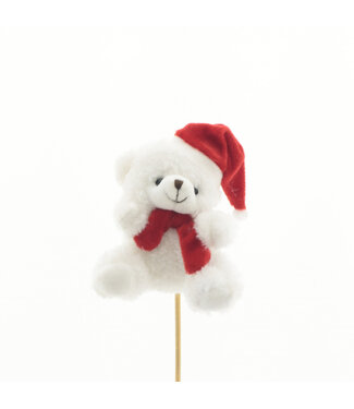 4A Piquet naturel ours blanc Lou | Longueur 50 centimètres | Dimensions 10 x 8 centimètres | Par 25 pièces