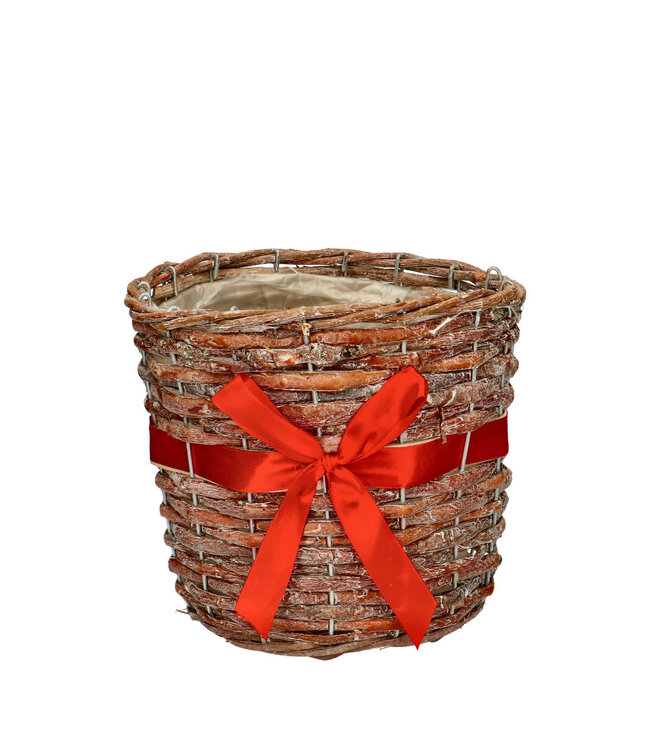 Panier de Noël rouge avec nœud | Dimensions 19 x 17 centimètres | Commande par 5 pièces