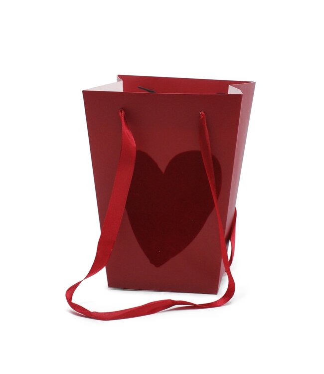 Sac rouge Velvet Love | Dimensions 15 x 11 x 20 centimètres | Commande par 10 pièces