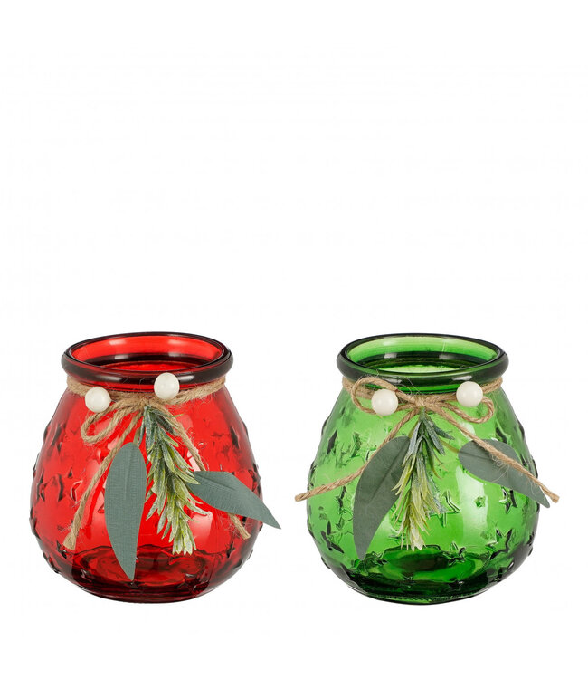 Bougeoir étoile de Noël en couleurs mélangées | Diamètre 10 centimètres | Hauteur 10,5 centimètres | Commande par 6 pièces