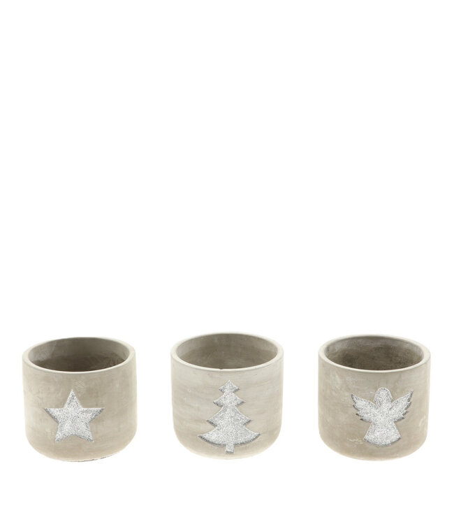 Mixed colours Christmas pot with text "XMAS" | Size 12 x 11 centimetres | Available to order in sets of 9