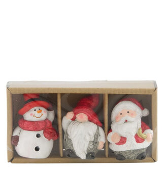 4A Figurine de Noël en couleurs mélangées | Dimensions 5 x 4,5 x 7 centimètres | Par 3 pièces