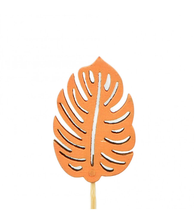 Stecker orange Blatt Deko | Länge 20 Zentimeter | Größe 4 x 6 Zentimeter | Pro 12 Stück zu bestellen