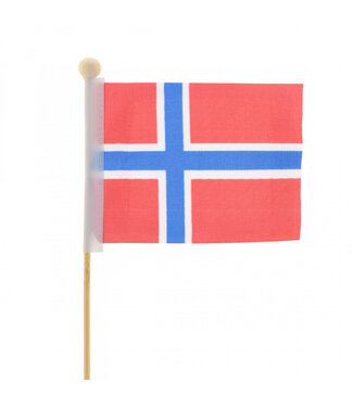 4A Norwegische Flagge auf Stab | Länge 50 Zentimeter | Größe 8 x 11 Zentimeter | Pro 25 Stück