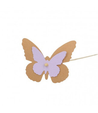 4A Pique-fleurs papillon couleur lilas | Longueur 50 centimètres | Dimensions 9 x 7 centimètres | Par 25 pièces