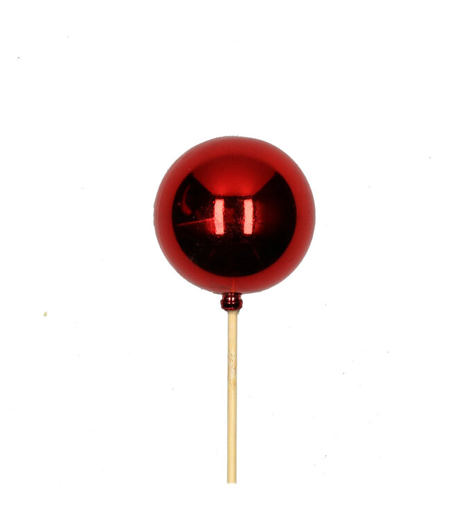 Glänzende rote Weihnachtskugel-Stecker | Länge 50 Zentimeter | Durchmesser 6 Zentimeter | Pro 25 Stück zu bestellen