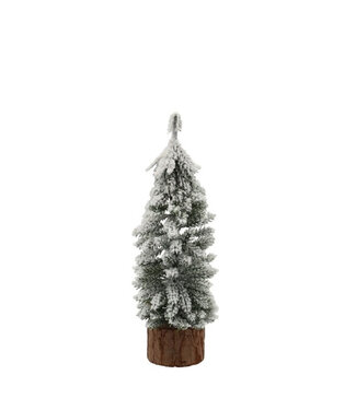 4A Sapin de Noël Pinea vert et blanc avec neige | Diamètre 8 centimètres | Hauteur 25 centimètres | Par 12 pièces