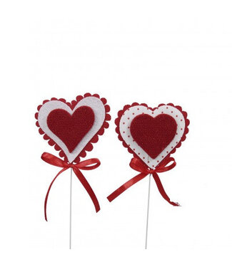 4A Pique-rouge cœur en tissu | Longueur 20 centimètres | Diamètre 7,5 centimètres | Par 18 pièces