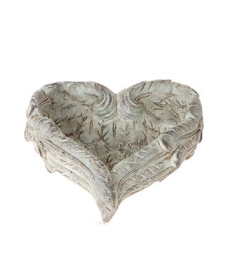 4A Pot de fleurs gris en forme de cœur avec ange | Dimensions 24 x 23 x 9 centimètres | Par lot de 3 pièces