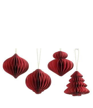 4A Pendentif figurine de Noël 3D rouge | Diamètre 80 millimètres | Par 16 pièces