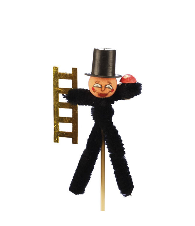 Décoration de ramoneur noir | Longueur 12 centimètres | Diamètre 8 centimètres | Commande par 24 pièces