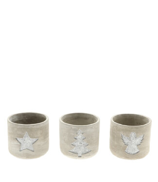 4A Mixed colours Christmas pot with text "XMAS" | Size 13 x 12 centimetres | Per 6 pieces