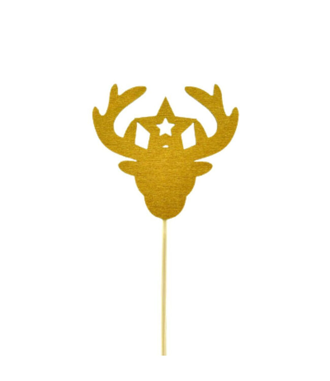 Gold reindeer pick | Length 20 centimetres | Diameter 7 centimetres | Available to order in sets of 12