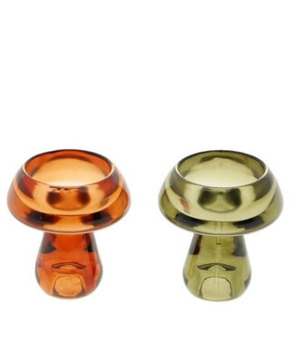 4A Porte-bougie champignon couleurs mélangées | Diamètre 8 centimètres | Hauteur 8,5 centimètres | Par 6 pièces