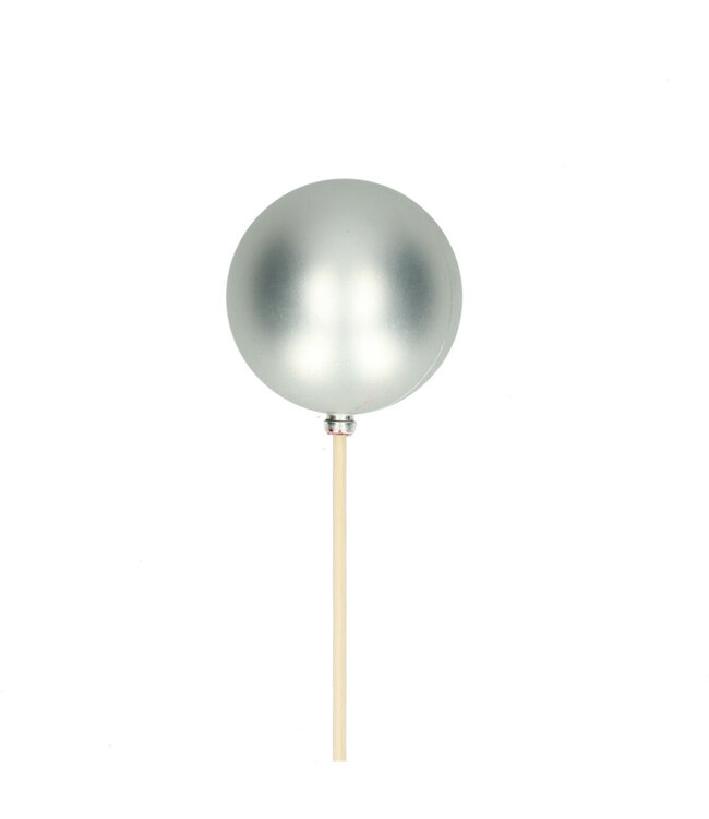 Matte silver-coloured Christmas bauble pick | Length 50 centimetres | Diameter 6 centimetres | Available to order per 25 pieces