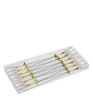 4A Goldfarbener Champagnerglas-Stecker | Länge 27 Zentimeter | Durchmesser 7,5 Zentimeter | Pro 10 Stück