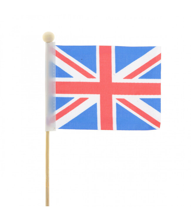 Fähnchen mit englischer Flagge | Länge 50 Zentimeter | Größe 8 x 11 Zentimeter | In 25er-Einheiten bestellbar