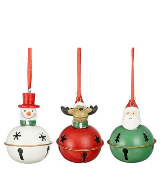 4A Cloche de Noël suspendue en couleurs mélangées | Dimensions 5,5 x 7 centimètres | Par 12 pièces