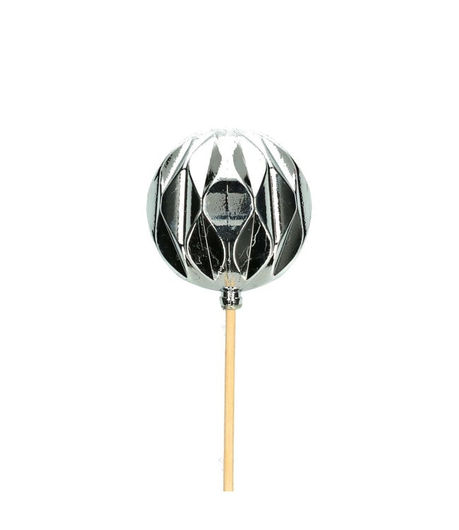 Silberfarbener Weihnachtskugel-Stecker | Länge 50 Zentimeter | Durchmesser 6 Zentimeter | Pro 25 Stück zu bestellen