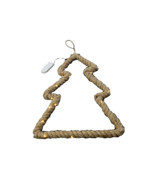 4A Suspension de Noël en jute naturelle avec LED | Dimensions 31 x 39 centimètres | Par 6 pièces