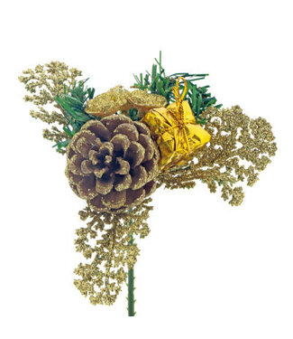 4A Goldene Christrose mit Stiel | Länge 50 Zentimeter | Durchmesser 8 Zentimeter | Pro 10 Stück