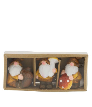 4A Décoration de gnome de Noël en couleurs mélangées | Dimensions 5 x 3,5 x 6,5 centimètres | Par lot de 3 pièces