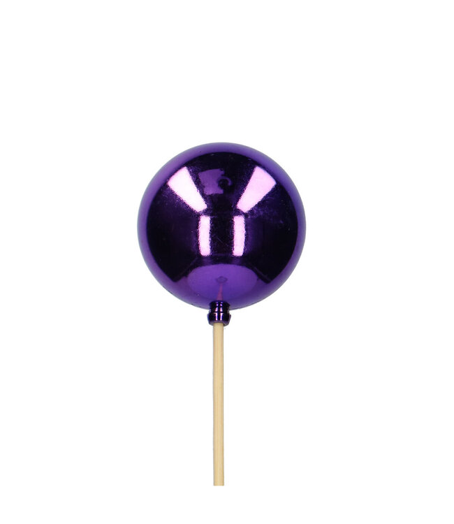 Glänzende violette Weihnachtskugel mit Stiel | Länge 50 Zentimeter | Durchmesser 6 Zentimeter | Bestellbar pro 25 Stück