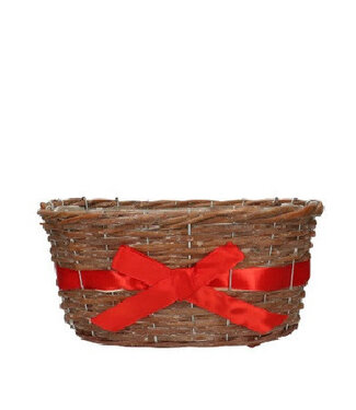 4A Panier de Noël rouge avec nœud Cache-pot jardinière | Dimensions 27 x 20 x 12 centimètres | Par 5 pièces