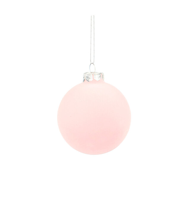 Pink velvet Christmas bauble | Diameter 80 millimetres | Available to order in sets of 12