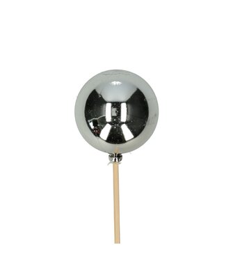 4A Silberfarbener Weihnachtskugel-Pick | Länge 50 Zentimeter | Durchmesser 6 Zentimeter | Pro 25 Stück