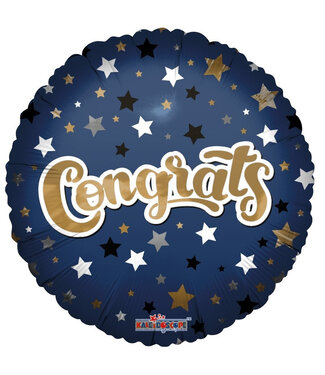 4A Blauwe Party! Ballon “Congrats” | Diameter 45 centimeter | Per 10 stuks