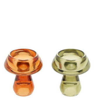 4A Porte-bougie champignon couleurs mélangées | Diamètre 6 centimètres | Hauteur 7,5 centimètres | Par 12 pièces