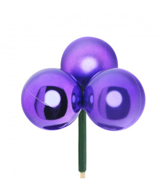 4A Pique violet boule de Noël trio mix | Longueur 50 centimètres | Diamètre 4 centimètres | Par 10 pièces