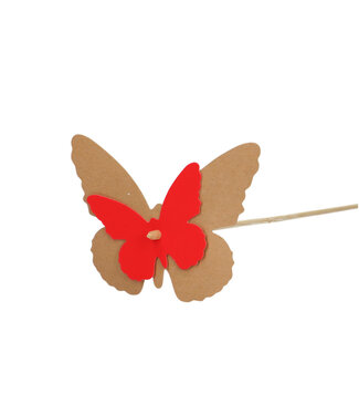 4A Piquet papillon rouge | Longueur 50 centimètres | Dimensions 9 x 7 centimètres | Par 25 pièces