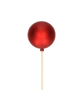 4A Matte rote Weihnachtskugel mit Stab | Länge 50 Zentimeter | Durchmesser 6 Zentimeter | Pro 25 Stück